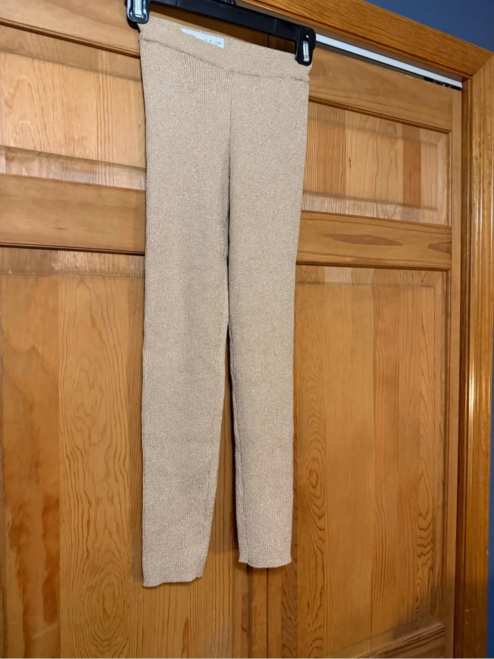 Zara Sparkle Cream Knit Leggings